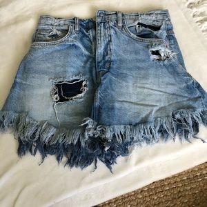 Zara Distressed Jean Skirt